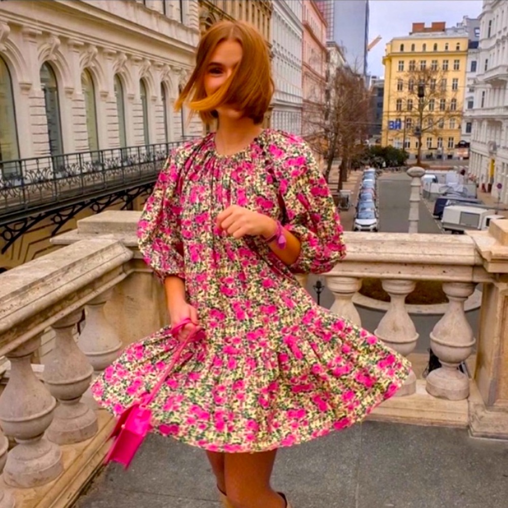 zara voluminous sleeve mini dress NWT S